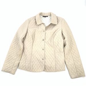 Briggs New York Quilted Collered Jacket Size 14 Womens Cream Spring Fall XL
